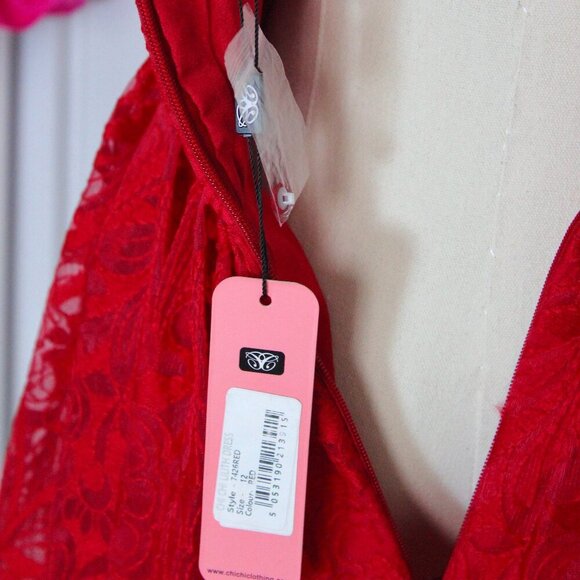 Chi Chi London Lace Red Midi Lilith Dress - Picture 3 of 5